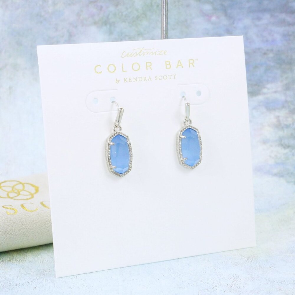 Kendra Scott Lee Periwinkle Earrings Silver Tone - Picture 3 of 5